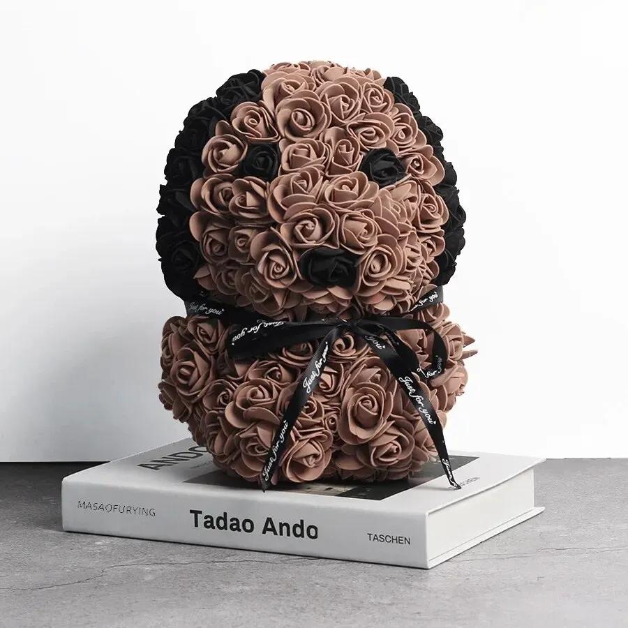 Dark brown + 25cm rose dog (transparent opp bag)