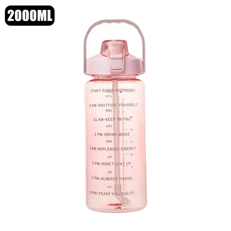 2-Liter Leakproof Hydration Motivation Sports Bottle