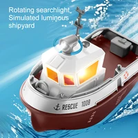 ZWN 1/32 RC Boat With Lights Powerful Dual Motor 2.4G Long Range Wireless Remote Controlled Tugboat Model Toy for Boy Girl Gifts 4