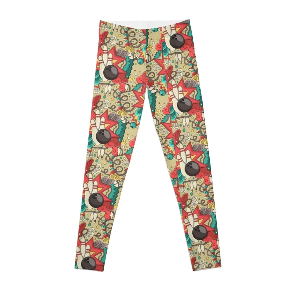 Vintage Retro Bowling pattern Leggings Sports pants woman Women's high waist push up legging Women's sports Womens Leggings