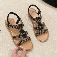 Fashion Women's Sandals Comfortable Women Shoes Rhinestones Wedge Sandals Summer 2025 New Roman Sandals Slip on Zapatos De Mujer