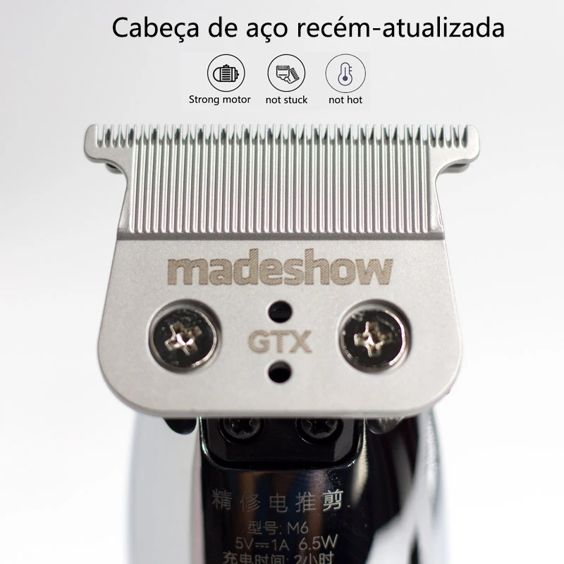Madeshow 남성용 전문 헤어 클리퍼, 헤어 트리머 키트, 이발사 헤어 커팅 피니싱 머신, M6