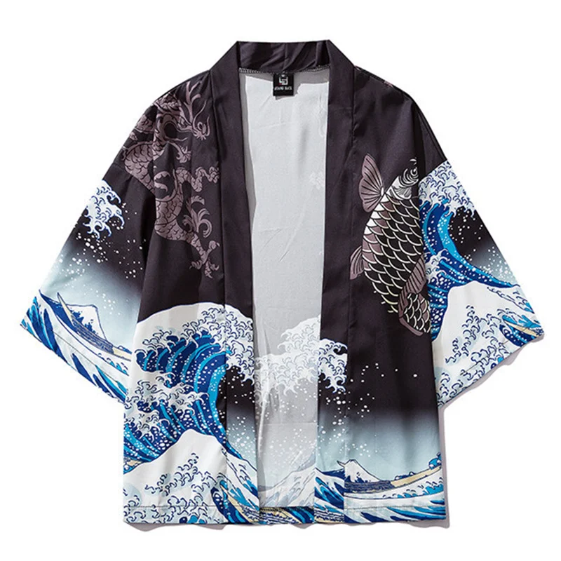Samurai Crane Japanese Style Kimono Haori Men Women Cardigan Chinese Dragon Traditional Japanese Clothing Casual Clothes