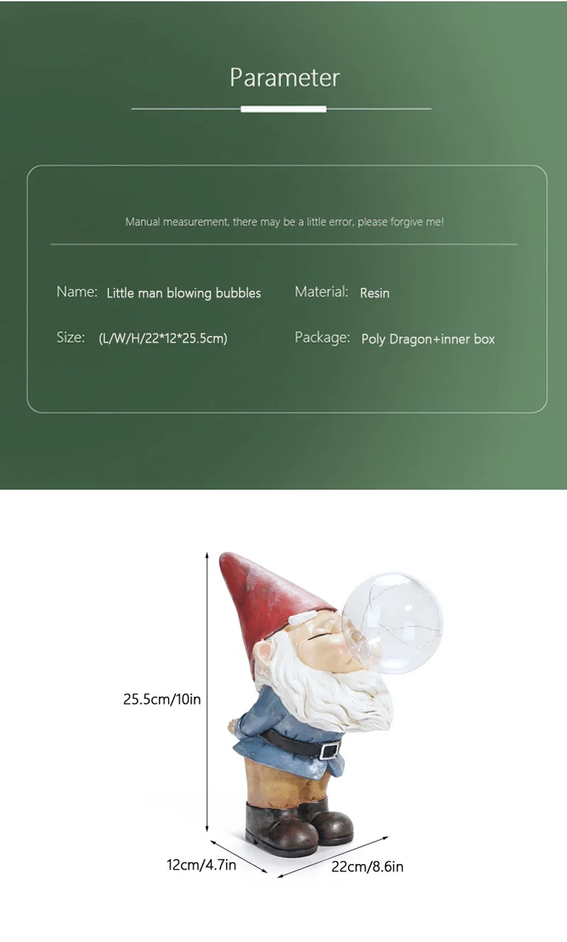 Resin Dwarf Bubble Solar Light Figurines