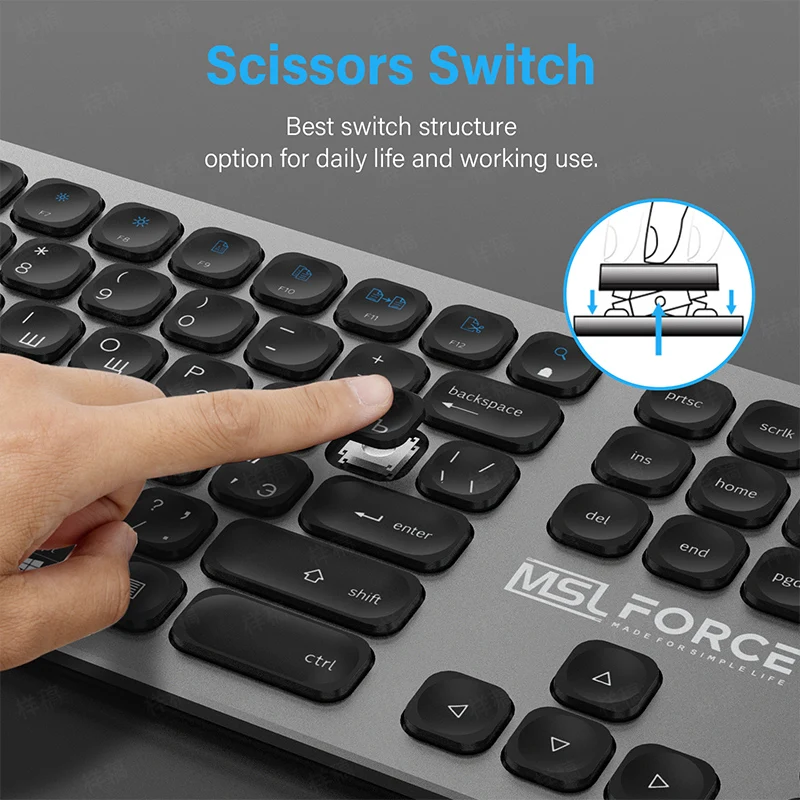 clavier sans fil bluetooth russe avec hub de type alliage du ordinateur de bureau