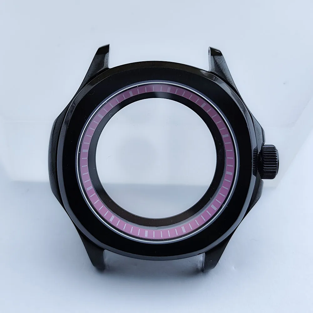 Black Steel Watch Case with Sapphire Glass and Chapter Ring, 39.5mm