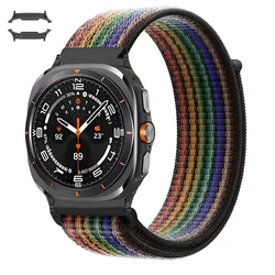 Premium Nylon Loop Sports Watchband - Durable Wristband for Smartwatch Accessories (76 Black rainbow)