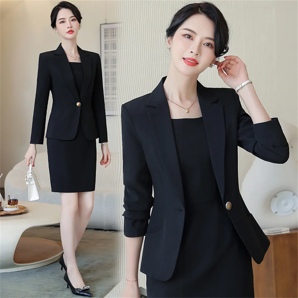 Luxury Women Dresses Set 2023 New in Office Lady Office Lady Professional Business Two Piece Set Female Blazer with Dress