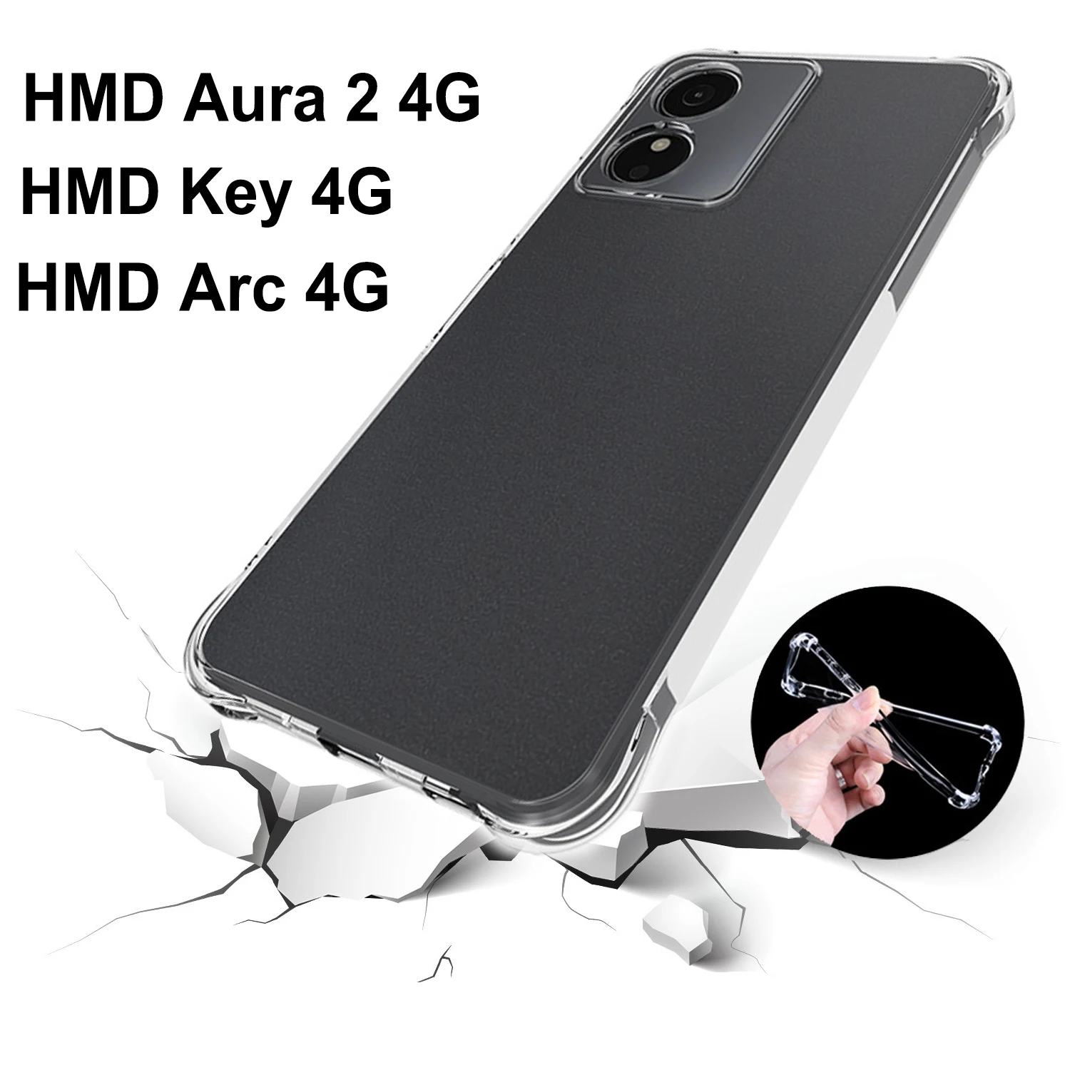 Shockproof Silicone TPU Soft Back Cover - Clear Case