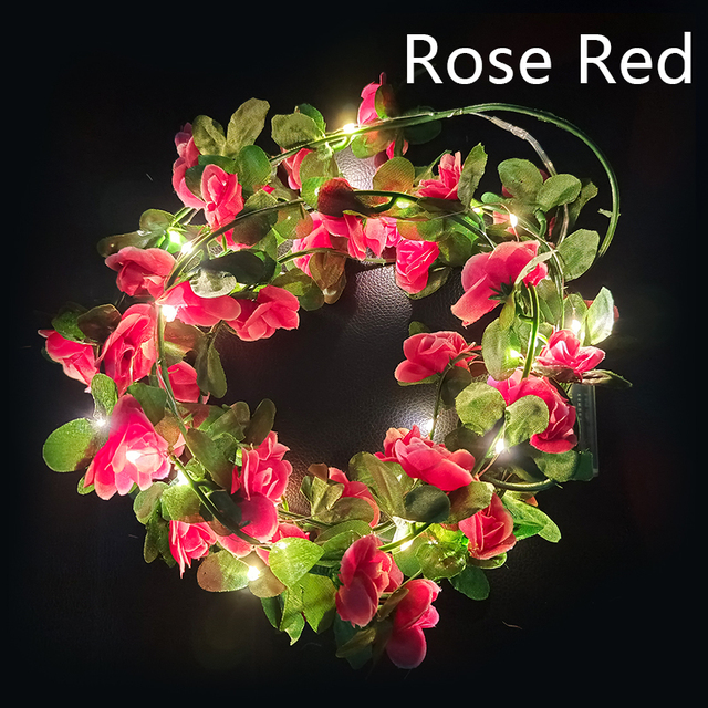 LED Rose Wreath Artificial Plant Vines Valentine's Day Christmas Wedding Decoration Interior Romantic Atmosphere Decoration