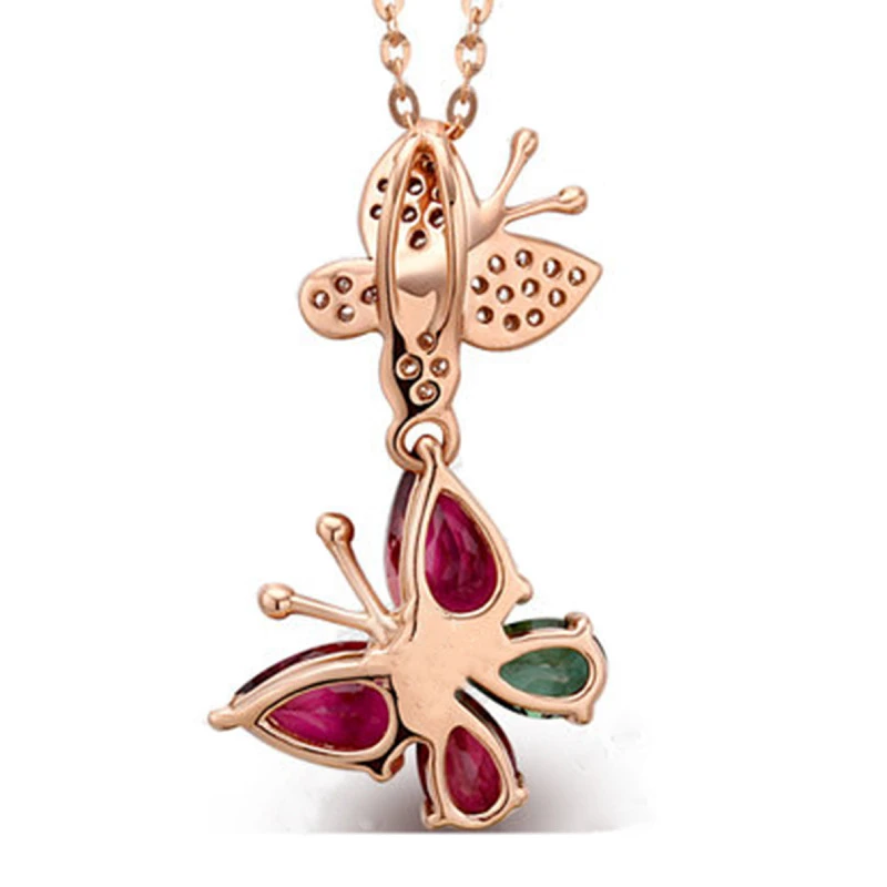 

Top Quality RoseGold Color Women Necklace Cute Double Butterfly Pendant Necklaces For Women Anniversary Party Jewelry Gifts