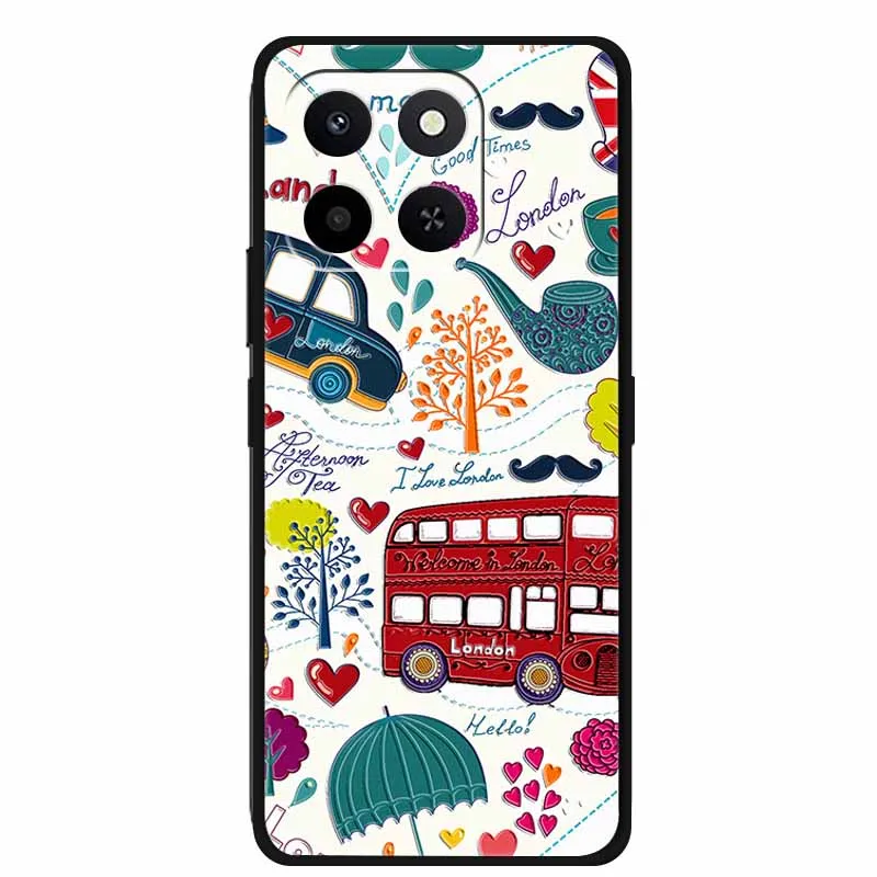 Embossed Floral Black Silicone Soft Back Cover - 3D Protective Case