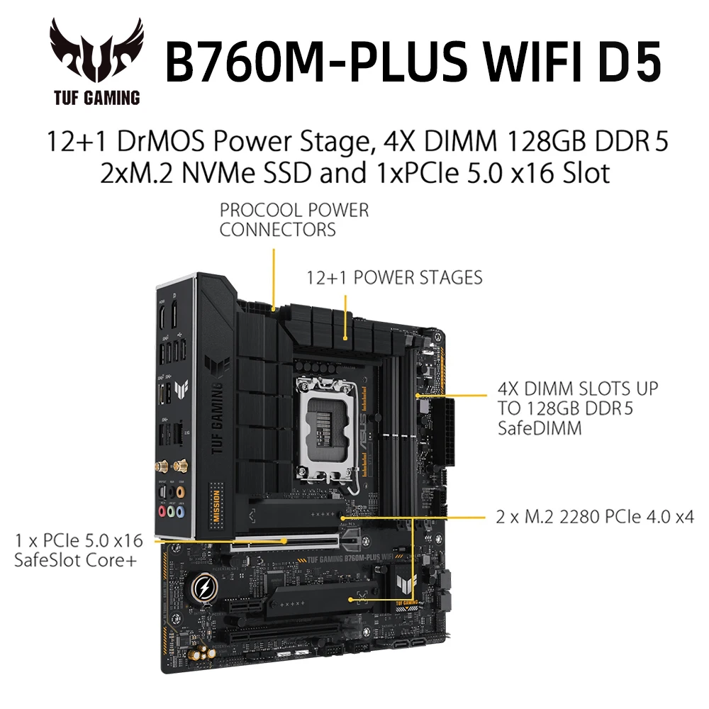 ASUS TUF GAMING B760M PLUS WIFI DDR5 Kit Intel i7 12700 CPU + 