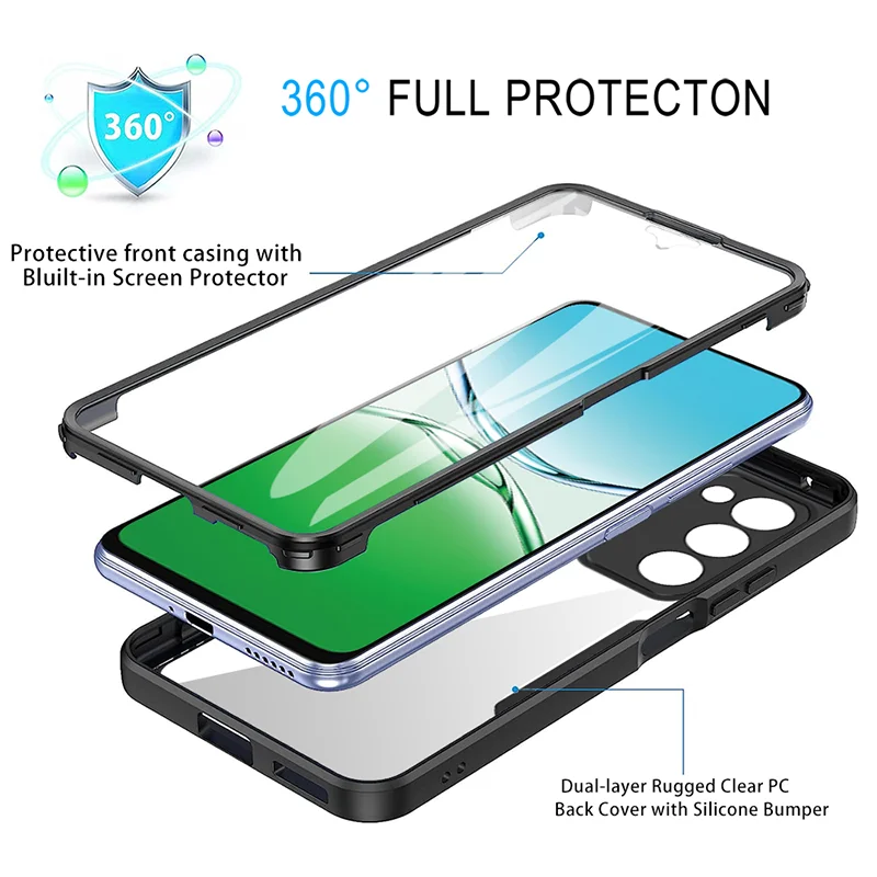 Dual-Layer Transparent Phone Case with Anti-Fall Screen Protector