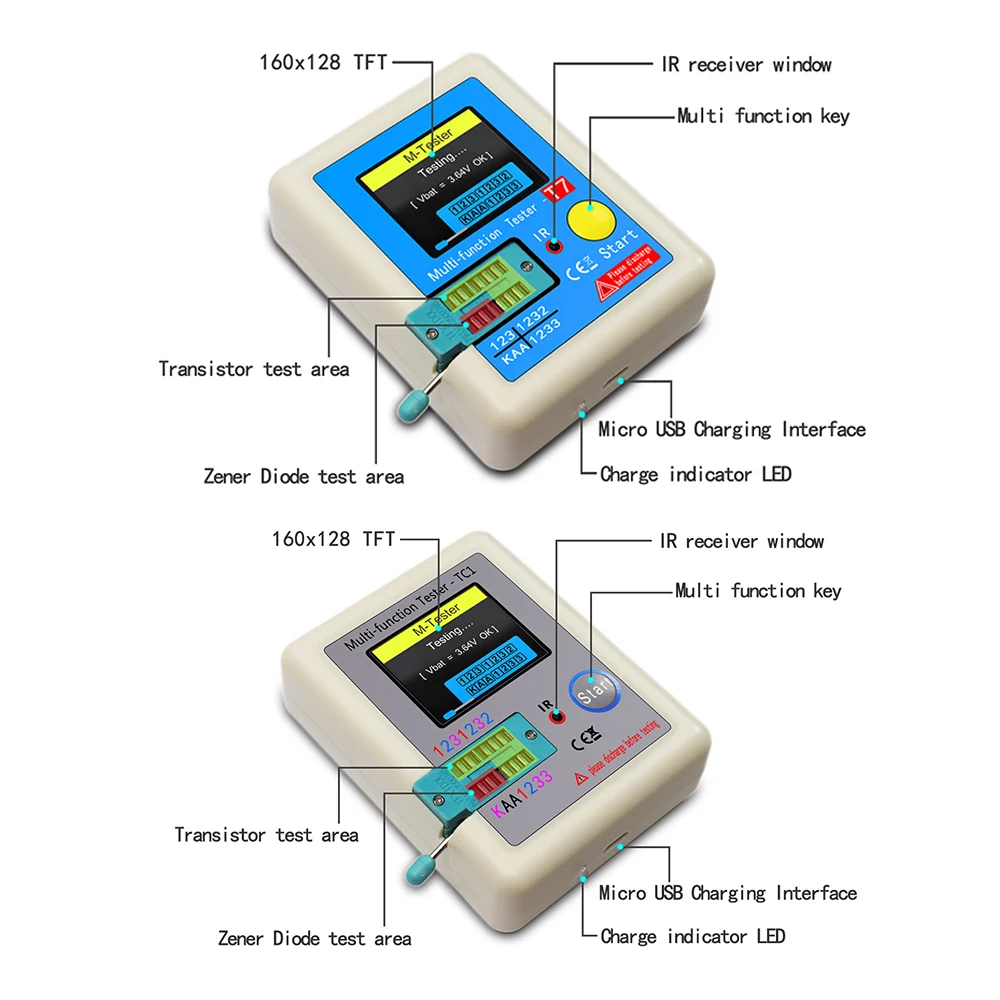 Transistor Tester LCR-T4 LCR-MF9 TC1 T7 ESR Meter Transistor Tester Diode Triode Capacitance SCR Inductance with Test Took