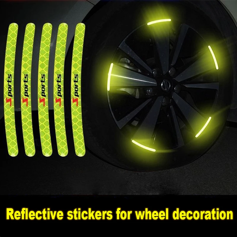 20pcs Car Motorcycle Wheel Reflective Strips Colorful Hub Stickers Universal Night Driving Wheel Car Stickers Auto Moto Decor wheel reflective strips