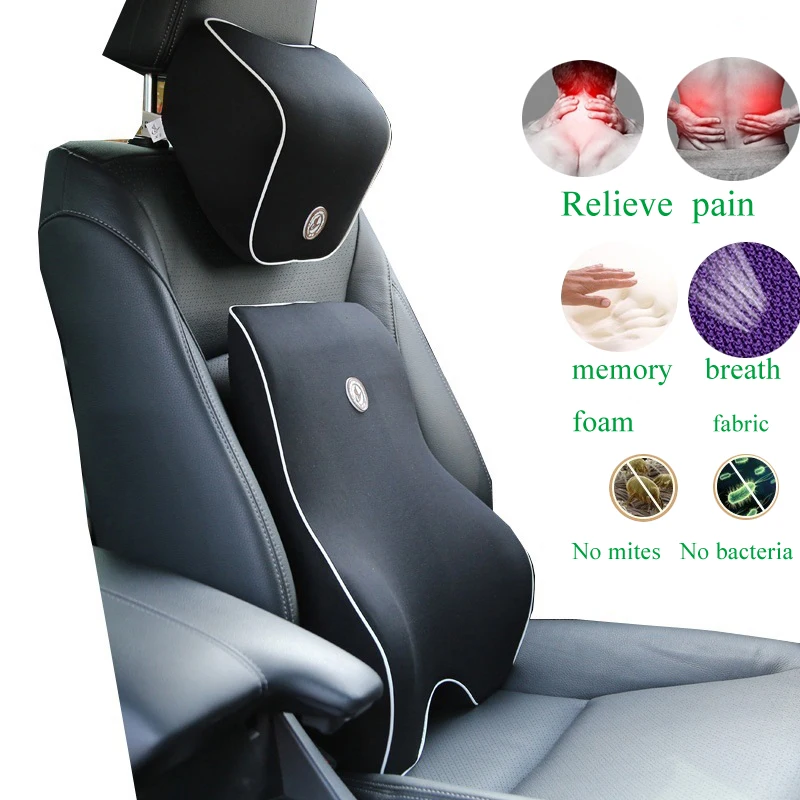 Car Cushion Car Headrest Memory Foam Neck Pillow Lumbar Pillow Waist Cushion Seat Travel Relieve Back Pain