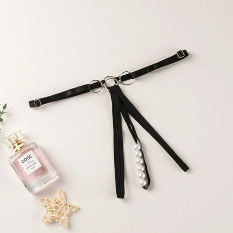 Adjustable Waist Sexy Thongs Women’s Pearl Massage G-String Open Crotch Panties Cutout Erotiic Underwear Woman Sexy T Pants