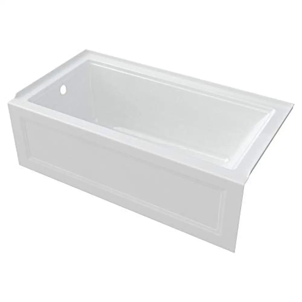 Town Square S 60"x32" Left Drain Bathtub White Integral 3-Sided Tiling Flange Lumbar Support Pre-Leveled Bottom Coordinated with 6