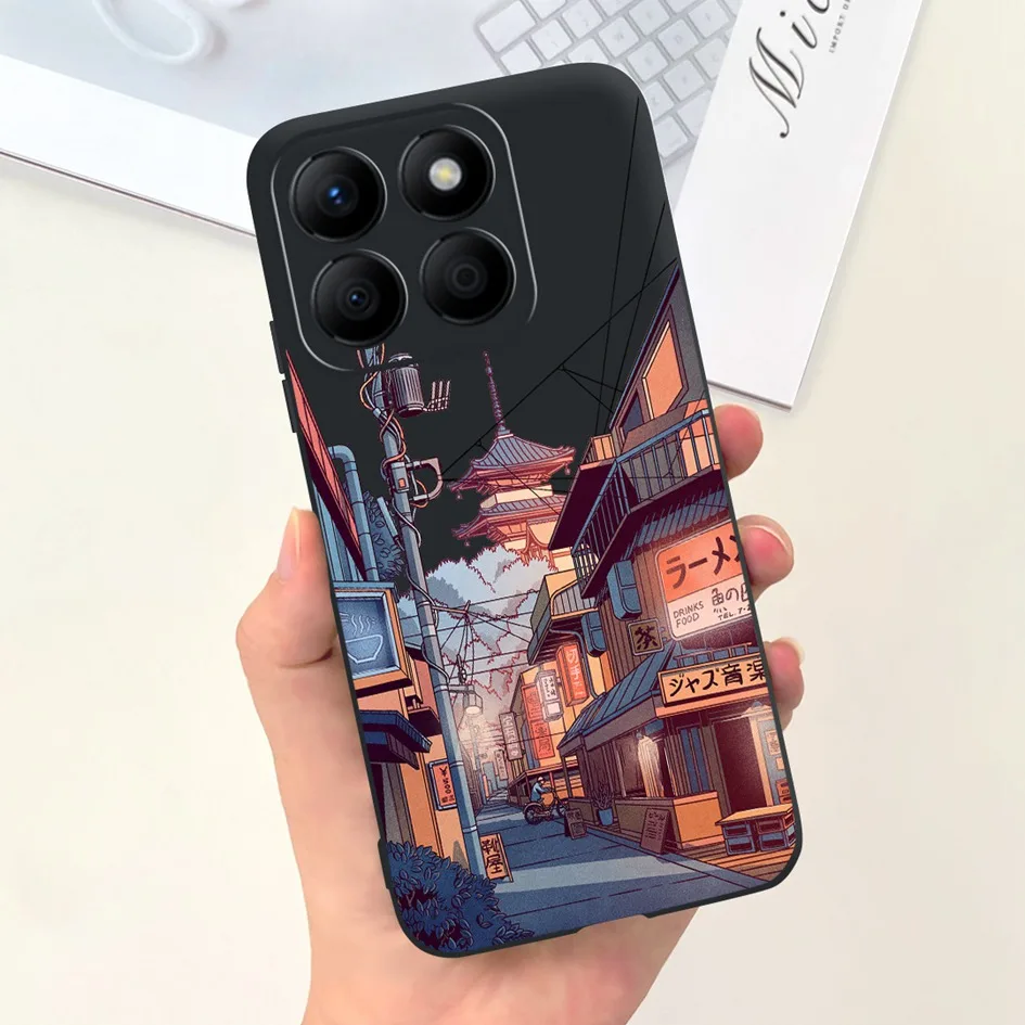 Stylish Floral Moon Soft Silicone Case - Artistic Back Cover