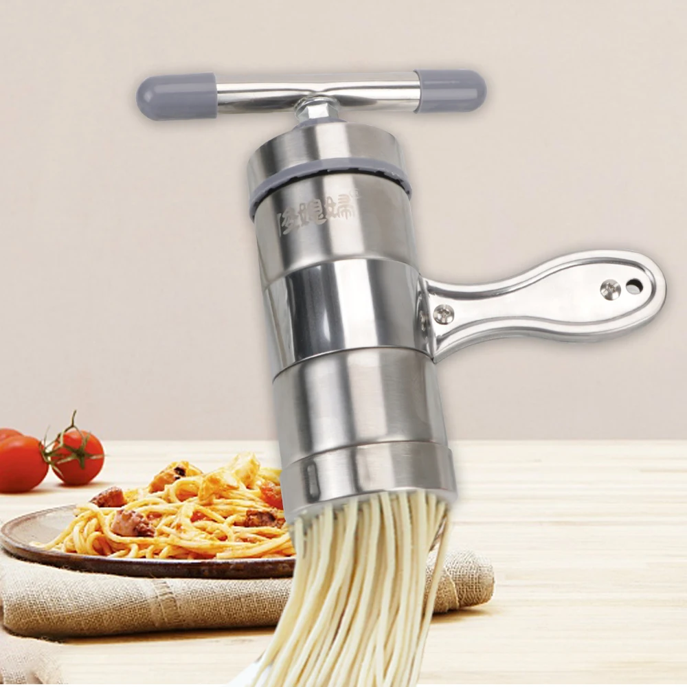 Press Pasta Machine Multifunctional Stainless Steel Manual Noodle Maker Fruits Juicer With 5 Pressing Moulds Making Spaghetti noodle press pasta attachment