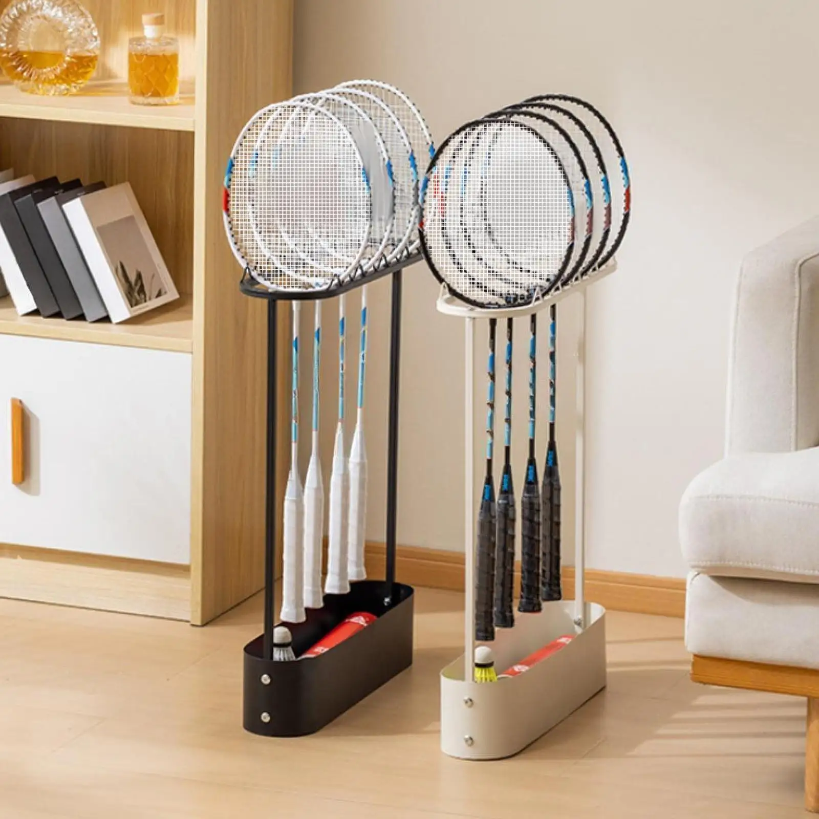Badminton Racket Storage Rack Sturdy Home Organization Tennis Racket Holder Floor Standing Tennis Racquet Holder Space Saving