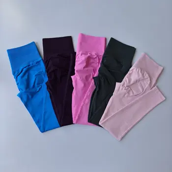 Leggings a vita alta senza cuciture Pantaloni fitness per il sollevamento del sedere color pesca Pantaloni sportivi per tuta da yoga traspirante ad asciugatura rapida