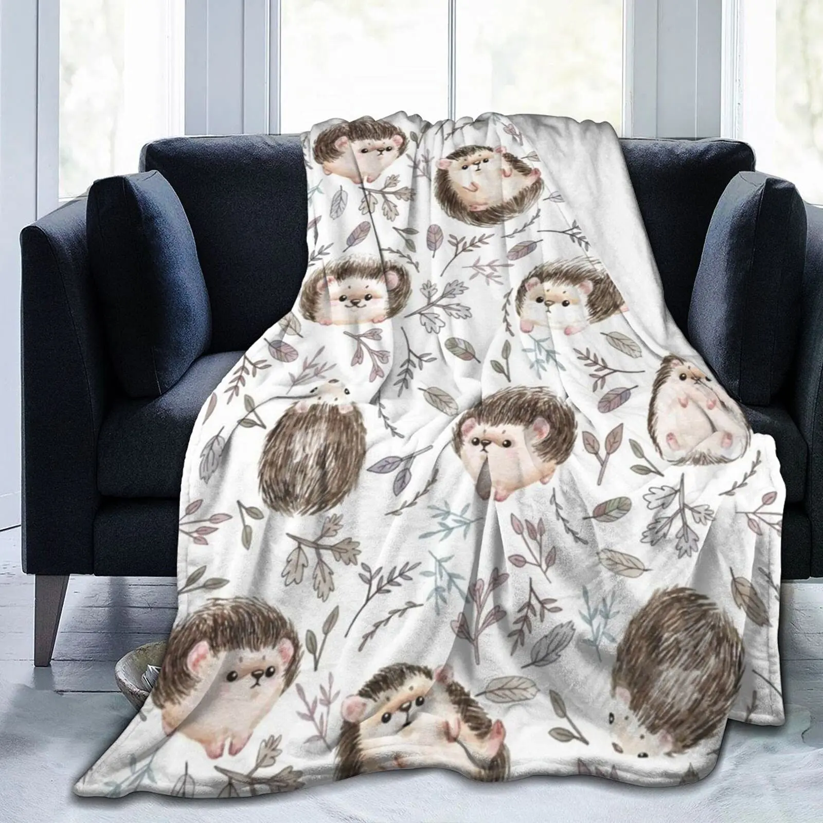 HedgehogBlanketSoftFlannelThrowBlanketwithSuperCuteHedgehog