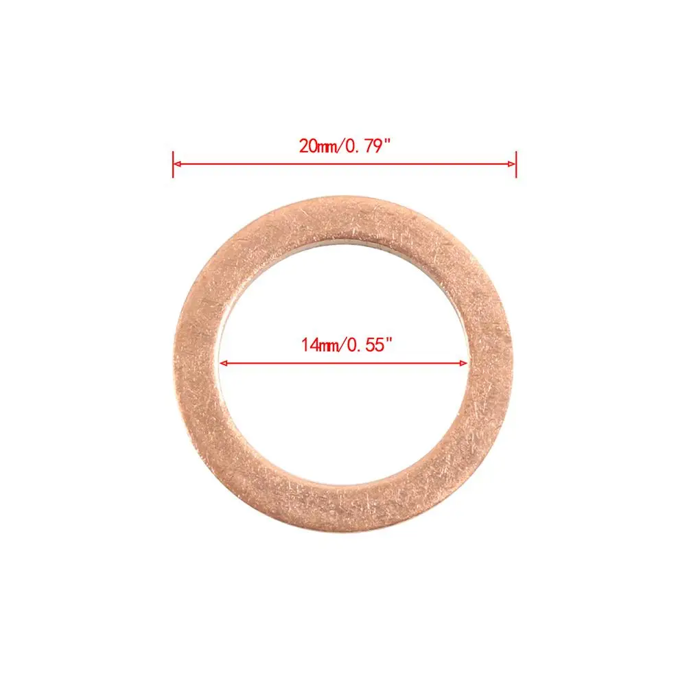 25Pcs 14mm Cooper Oil Drain Plug Gasket 007603-014106 Replacement Oil Crush Washer Seals Kit Auto Accessories