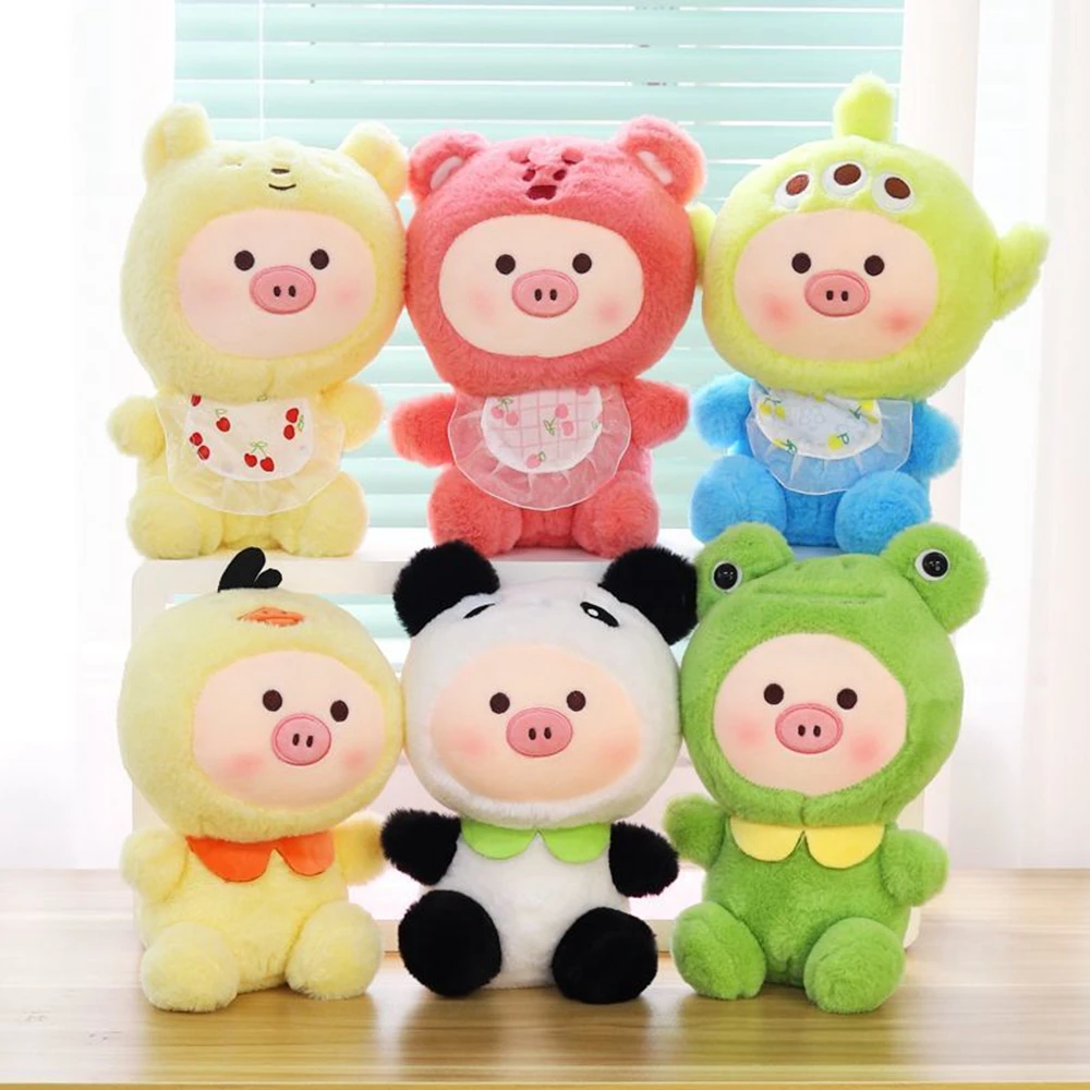 

23CM New Exquisite Turn Lily Pig Bib Type Embroidered Hat Small Dress Little Pig To Send Children Birthday Christmas Gift