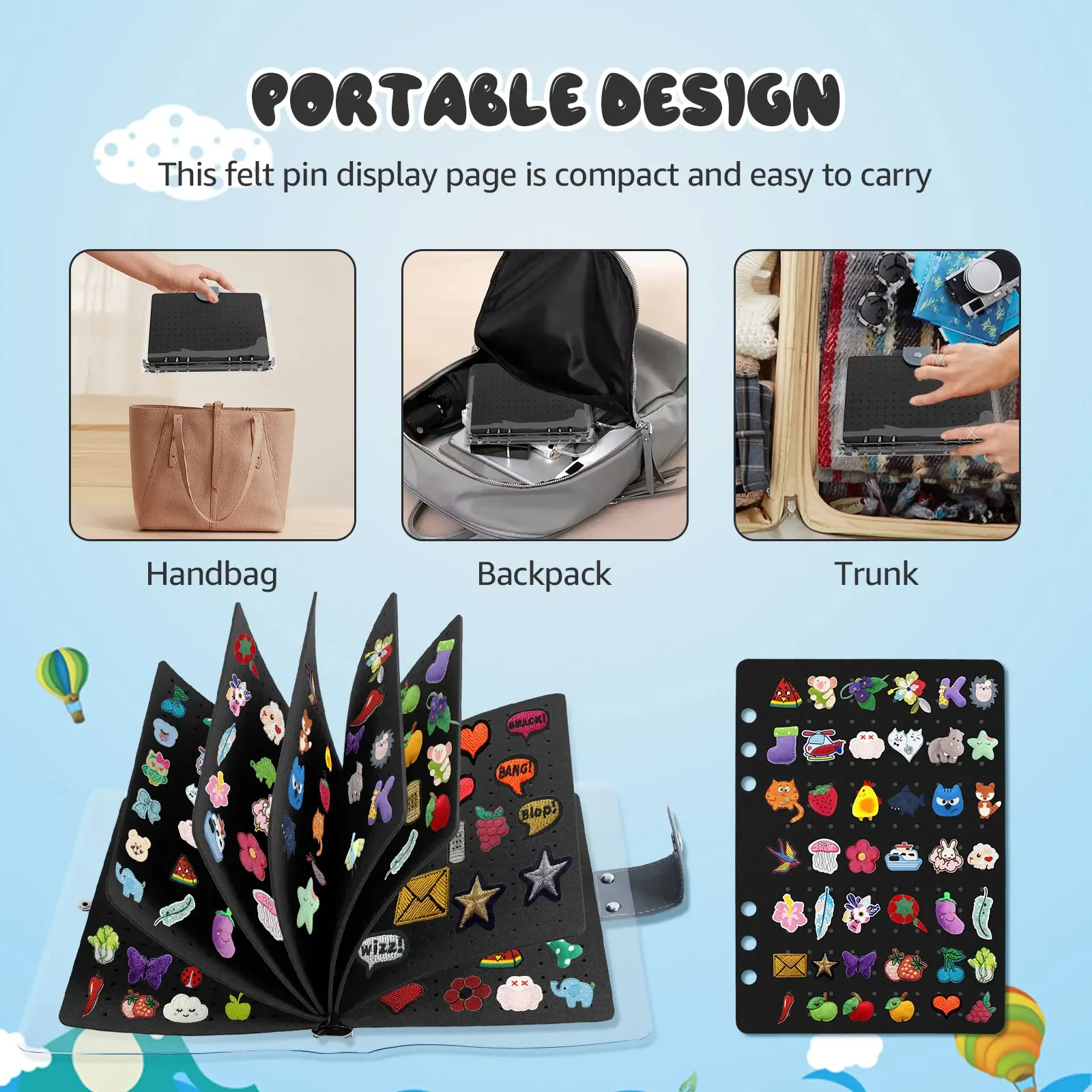 Enamel Pin Collector's Display Album with Clear Cover - Portable Organizer