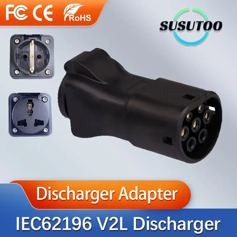 SUSUTOO Type2 ICE62196 V2L Adapter Vehicle to Load Discharger Fit for MG KIA HYUNDAI 16A 3.5KW V2L for MG4 MG5 KIA EV Dad Type 2