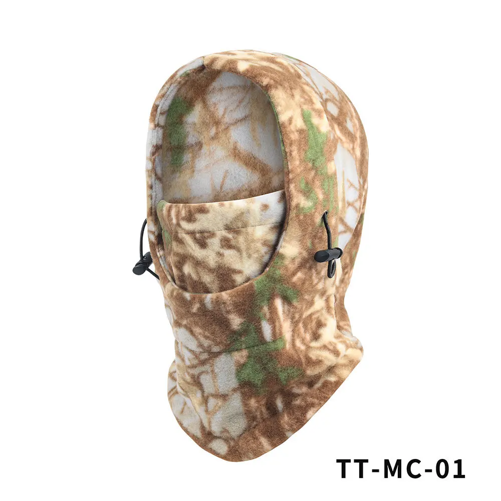 Winter Outdoor Windproof Whole Head Fleece Headgear Keep Warm Hat CS Hunting Fishing Bionic Camouflage Cap Cycling Face Mask