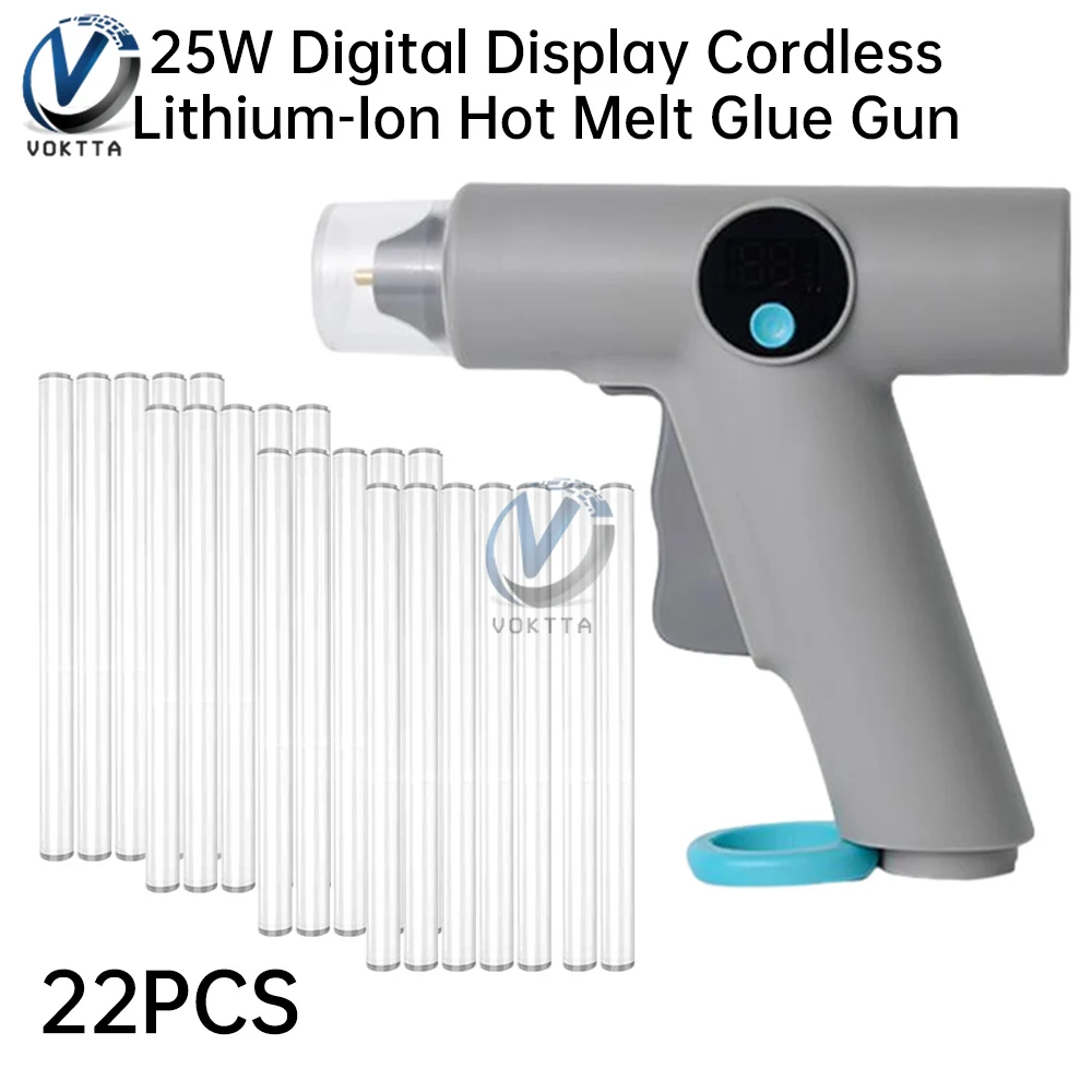 Cordless Hot Glue Gun With LED Light Lithium Battery Temperature Display With 22pcs Glue Stick DIY Household Hand Craft Tools