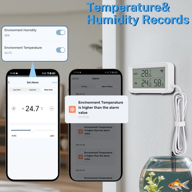 NEW Tuya Wi-Fi Sensor Temperature Humidity Meter Digital LCD Convenient WithTuya Smart Life Google Assistant,With External probe 4
