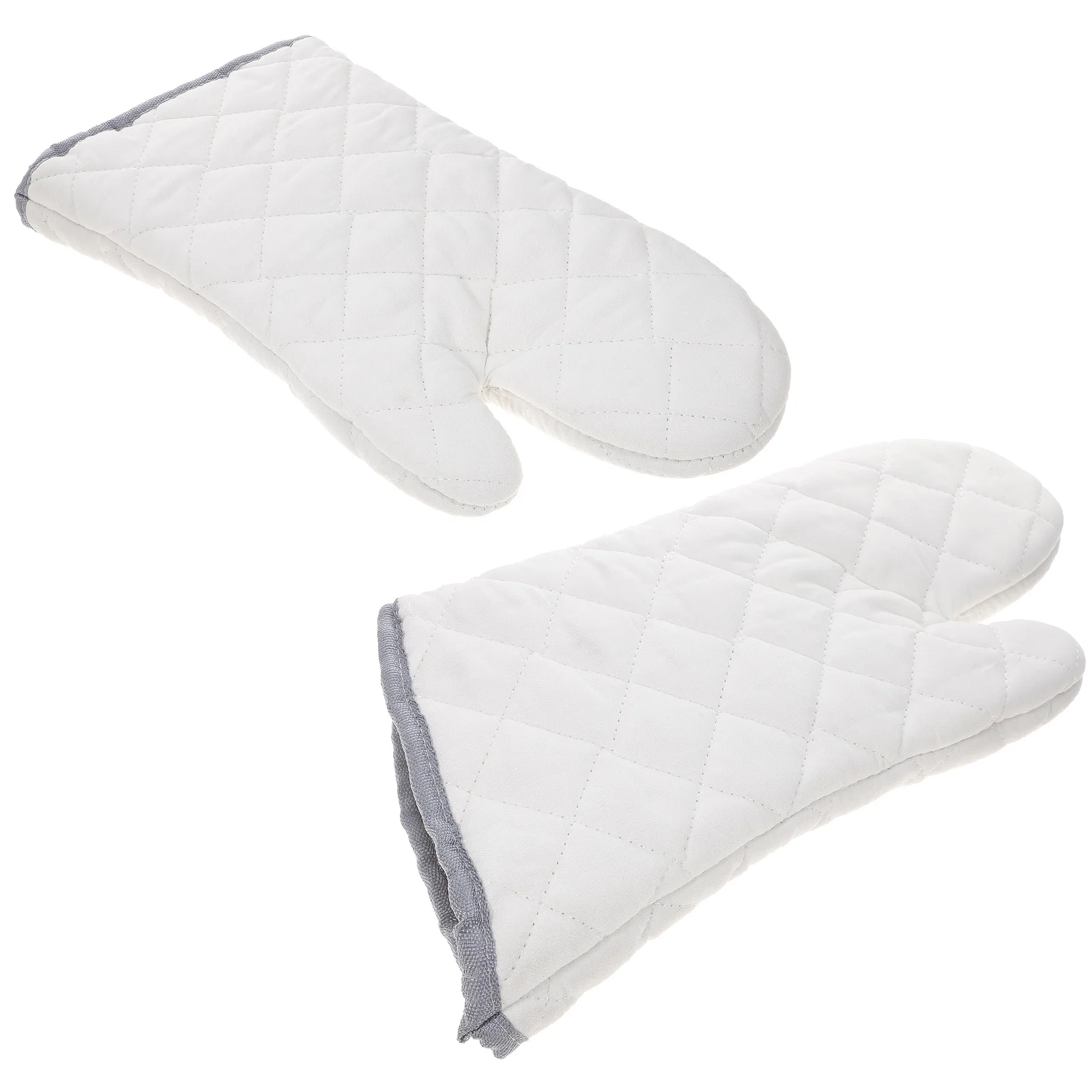 White Cotton Non Slip Heat Resistant Gloves Kitchen Oven Mitts Cooking Tools Restaurant Cotton Fabric Soft Safe Heat Proof