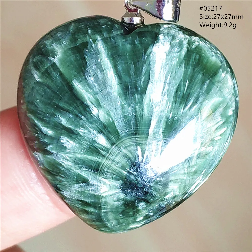Seraphinit Natural Green Seraphinite Pendant Heart Love Jewelry Green Clinochlore ...