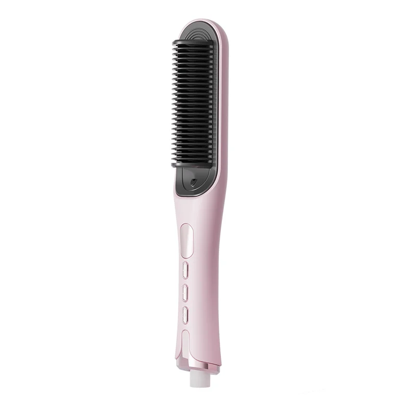 Portable Hair Straightener Brush Fast Ceramic Heating Hot Air Comb Use Curling & Straightening Iron Home and Travel Salon