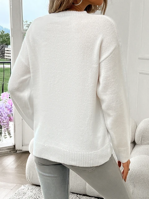 American Flag Crew Neck Long Sleeve Pullover Women's Sweater 2