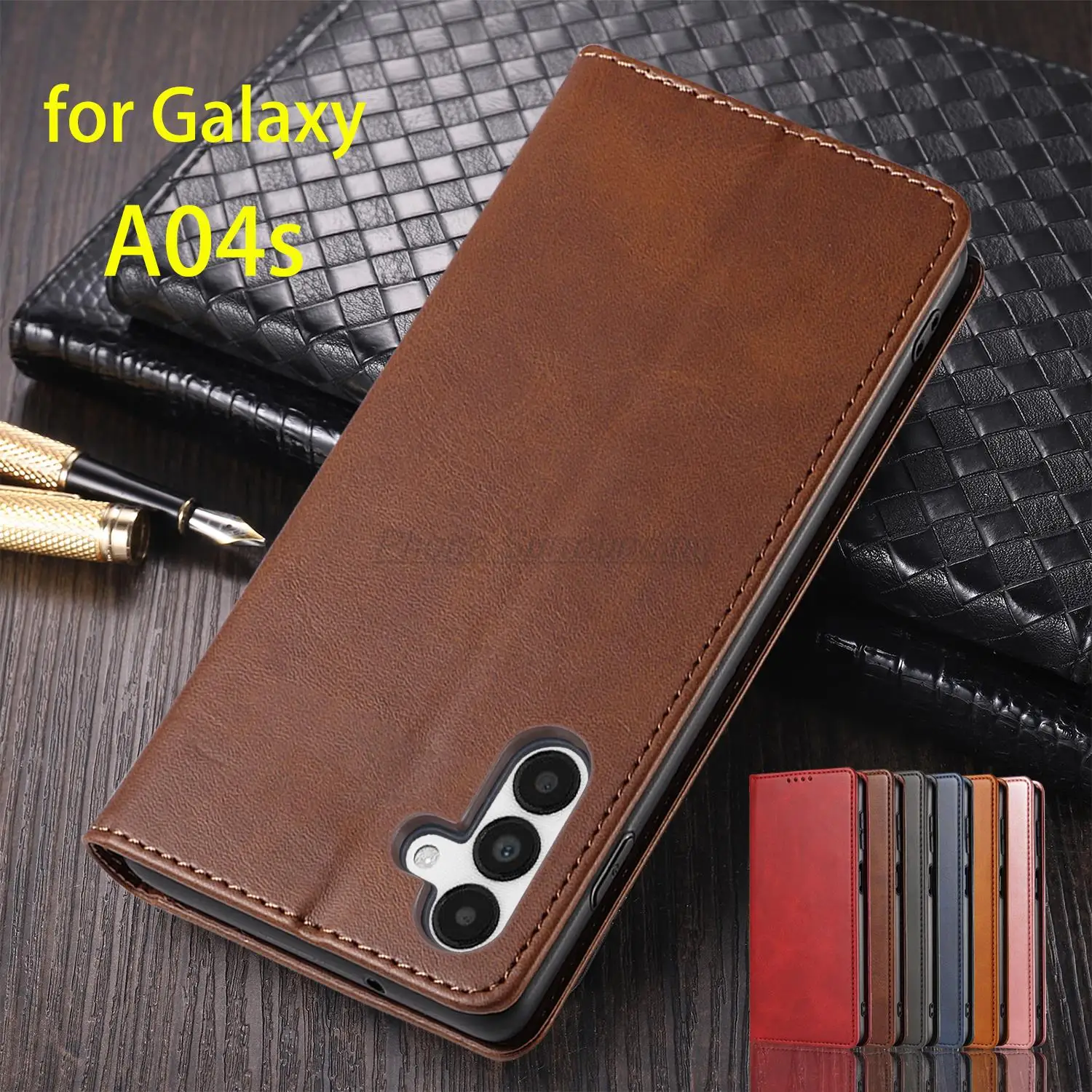삼성 갤럭시 A04s 플립용 가죽 케이스, 카드 홀더, 홀스터 마그네틱 매력 커버, 지갑 케이스, Fundas Coque