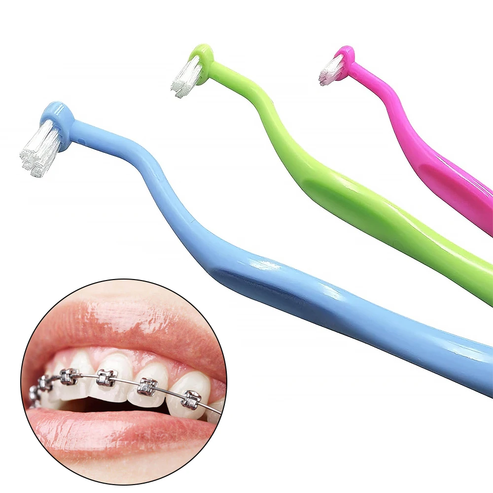 5pcs Orthodontic Toothbrush Interdental Brush Single-Beam Soft Hair Flat Head Tooth Brush Teeth Cleaning Oral Hygiene Tools portable toothbrush disposable toothbrush