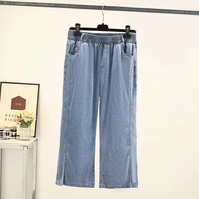 Pantalones vaqueros de talla grande para mujer, ropa de cintura