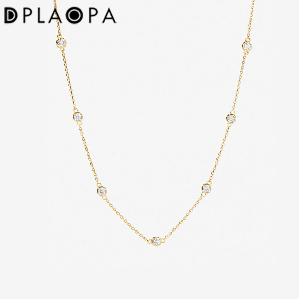 DPLAOPA 925 Sterling Silver Dainty Zircon CZ Charm Choker Necklace Long
