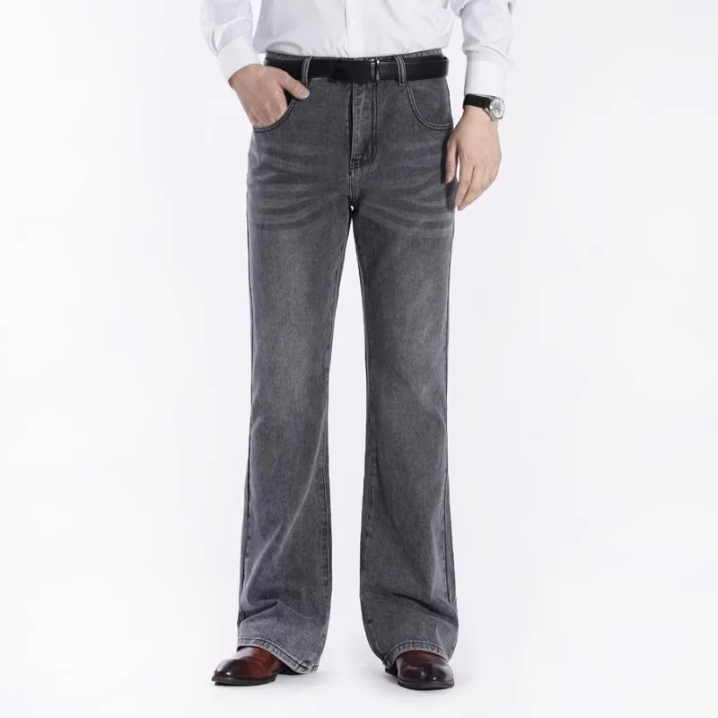 2024 New Male Bell Bottom Denim Trousers High Quality Boot Cut Jeans Men's Clothing Casual Business Flares Pants 6