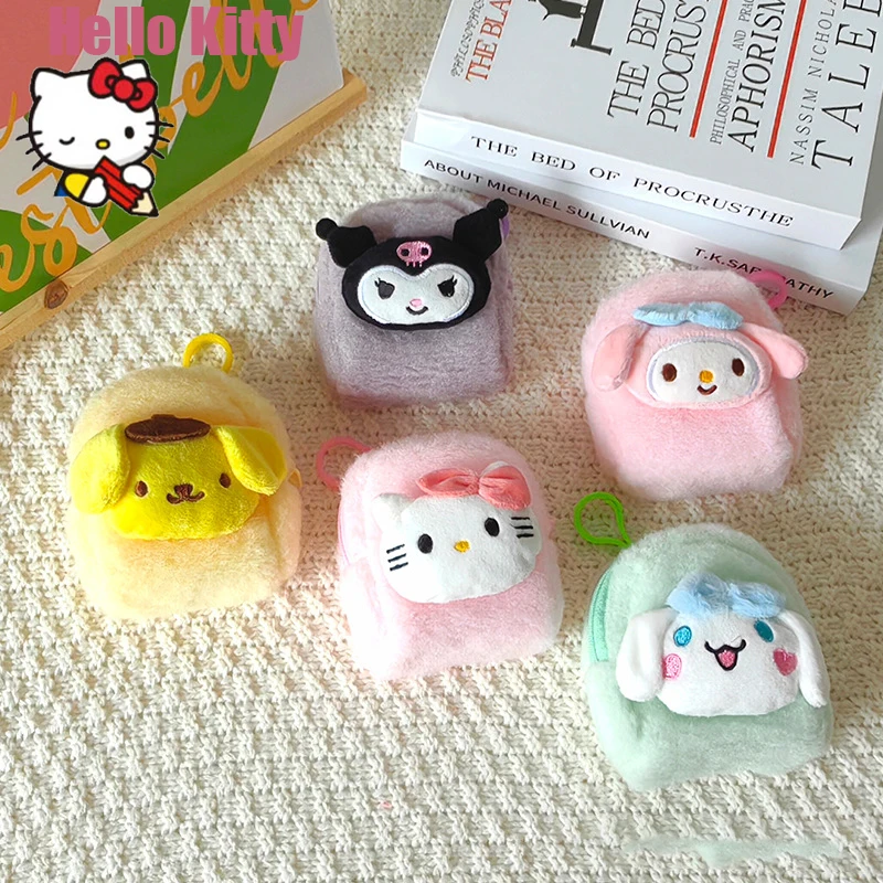 

Sanrio Hello Kitty Kuromi My Melody Cinnamoroll Pompompurin Kawaii Cartoon Coin Purse Children Schoolbag Hanging Storage Bag