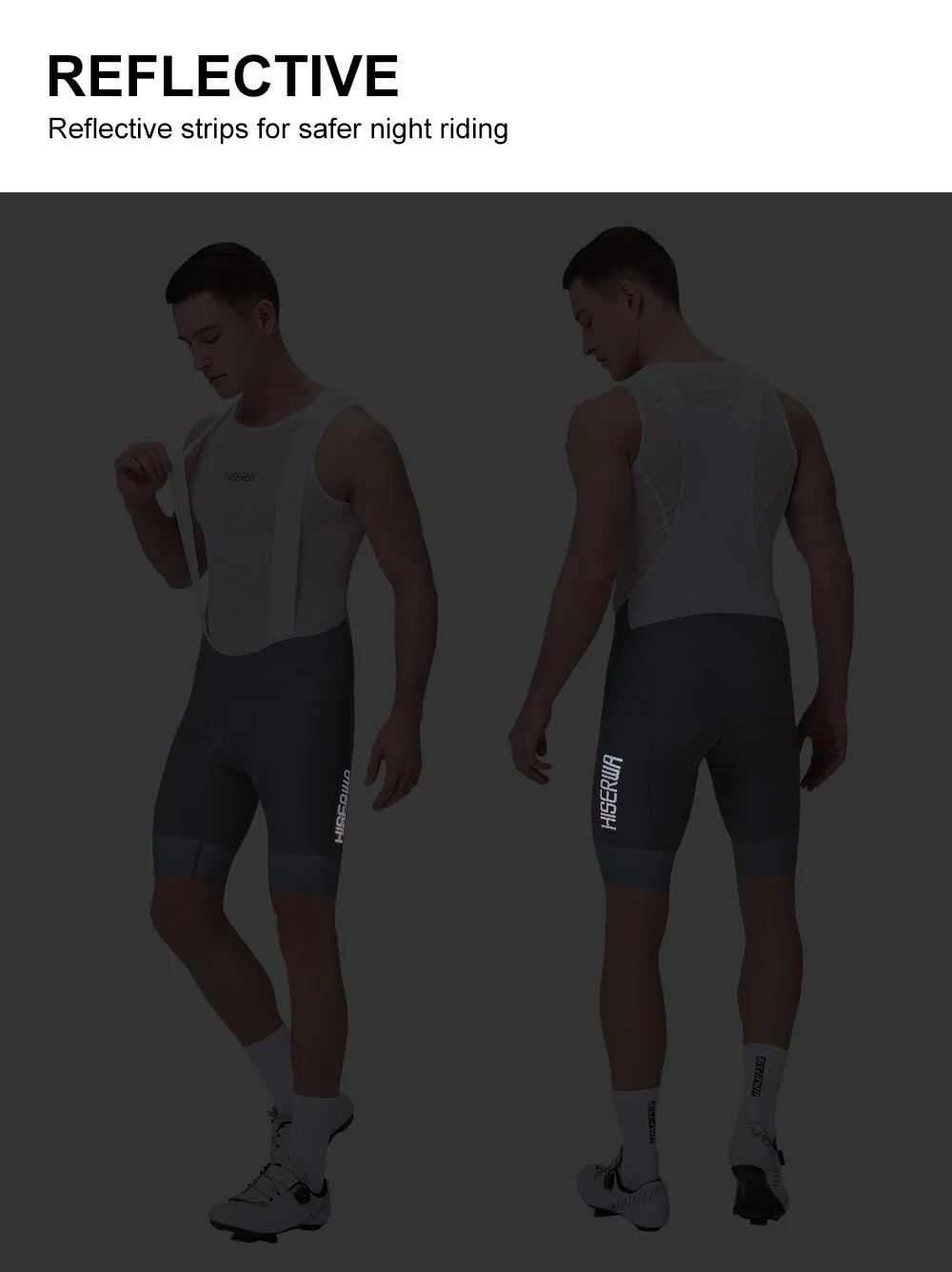 HISERWA Herren Radsport-Trägerhose Hochwertige Mountainbike-Trägerhose 7H Pro Team Elastic Interface Polster Herren MTB Radsport-Shorts – Detail 3