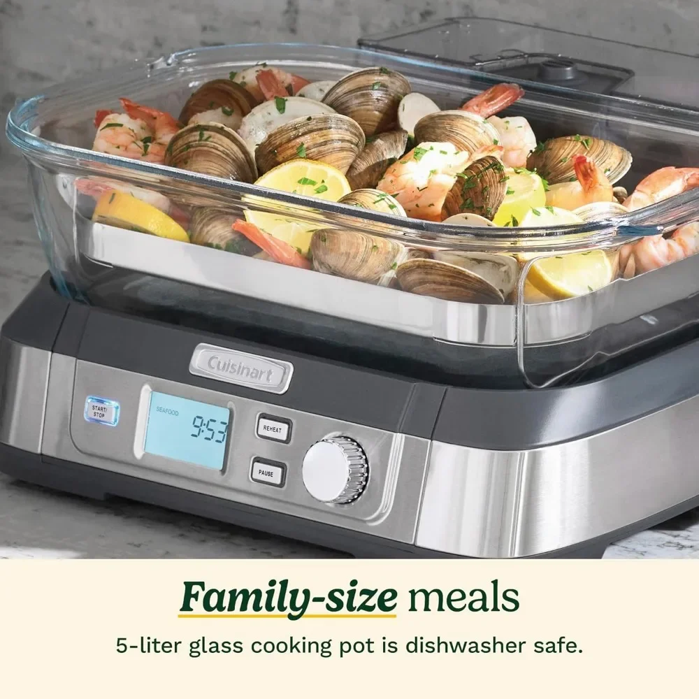 STM-1000 Cook Fresh Digital Glass Steamer, One Size, Stainless Steel 3