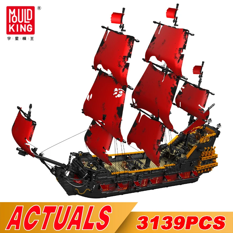 Mold King 13109 Regali Creativi Per Bambini Pirati Nave Building Blocks Moc Bricks Red Ship Model Kit Per Costruire Giocattoli Educativi