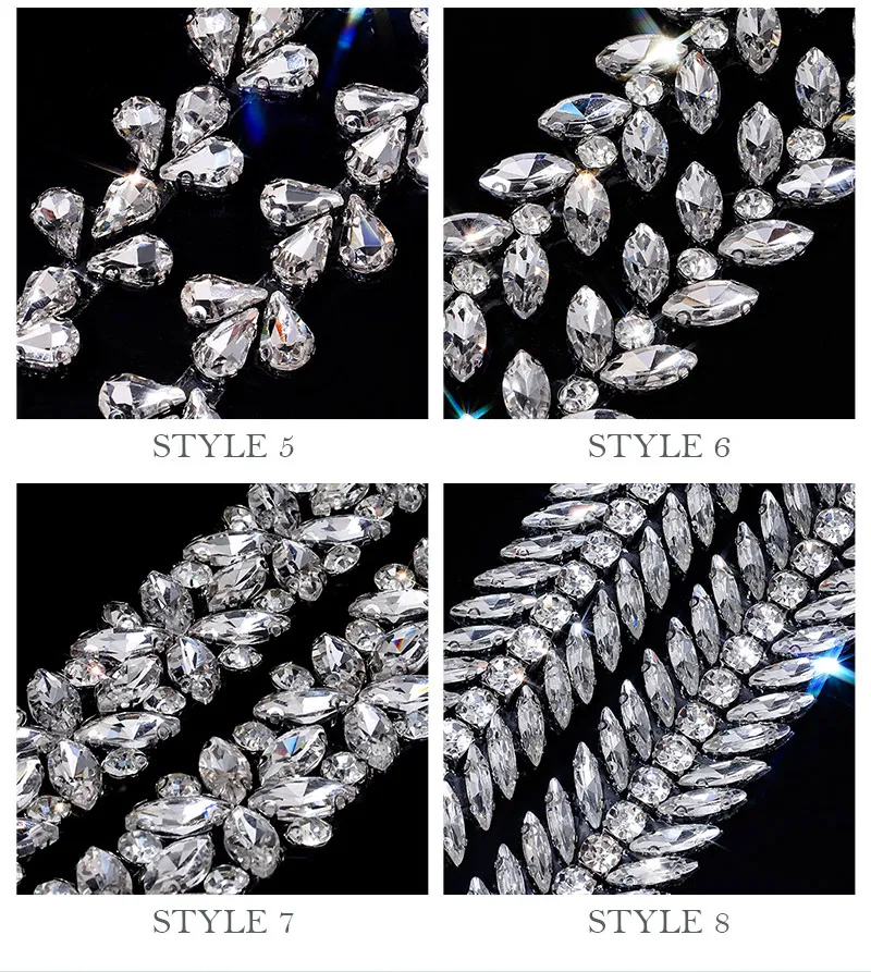 Neue 1-Yard-Kristall-Strassbesatz, modisch geformt, DIY-Reparatur, zum Aufbügeln, Strassband, Kristalle, Kleid, Schuhe, Taschen, Zubehör – Detail 6