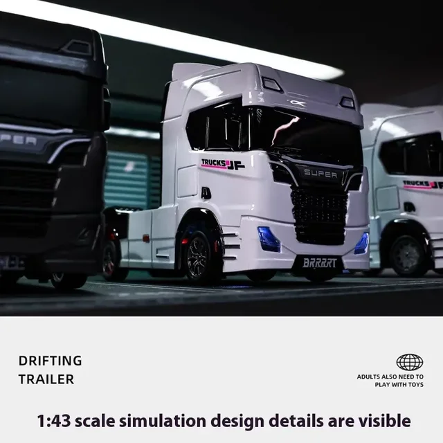 Remote Control Drifting Car Tabletop Toy Alloy Tractor Rc Truck 1/43 2.4g Rc Engineering Trailer Truck With Light And Sound Toys 4
